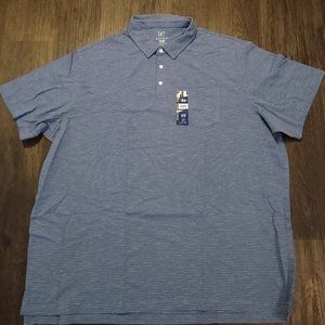 George Mens Polo Shirt Blue White Stripped